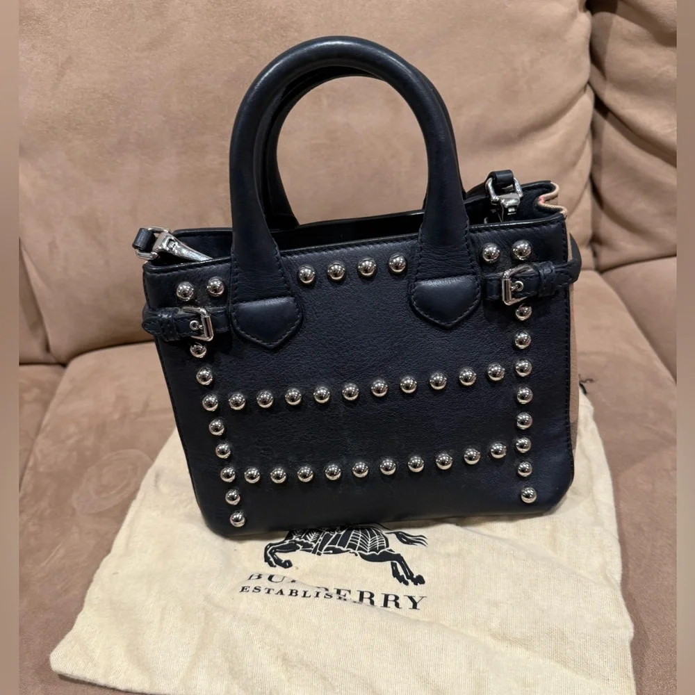 Burberry Baby Banner Studded Leather and House Check Tote Crossbody - Picture 4 of 10